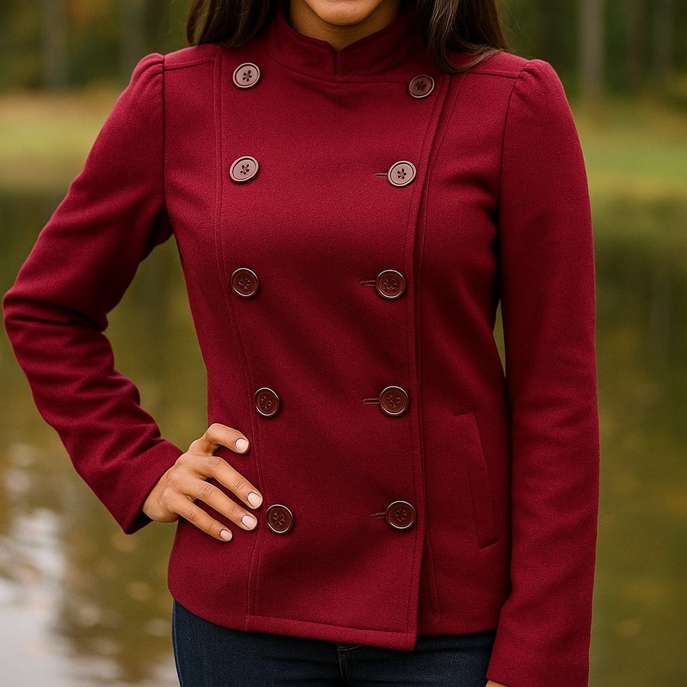 Marc Jacobs. Double-breasted 100% wool cranberry jacket/peacoat